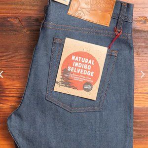 NWT Naked & Famous Natural Indigo Selvedge 12.5oz Selvedge Denim - Weird Guy 38